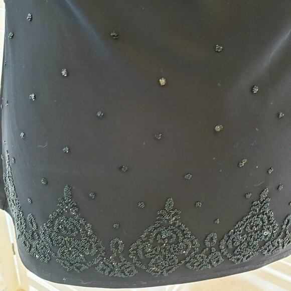 MSK BEADED DRAPE BLACK NECK BLOUSE SM/MED - Picture 6 of 7